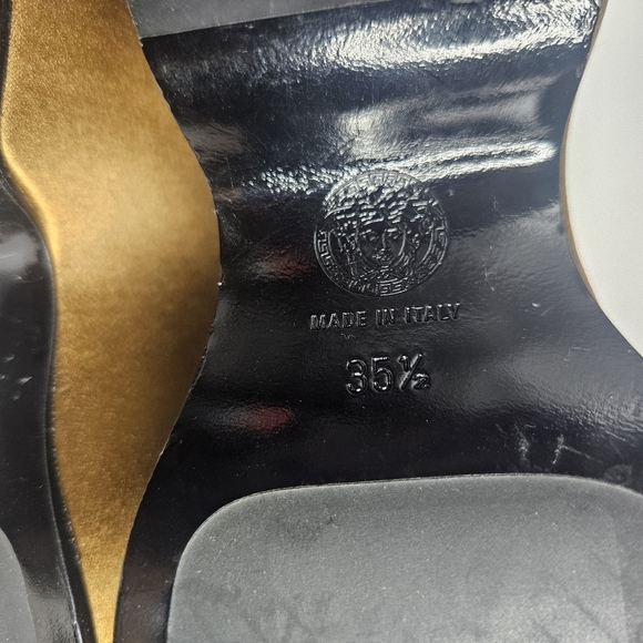 Versace Sandals 3 Strap Satin Platform Wedge Sandals SZ 5 - Picture 5 of 7